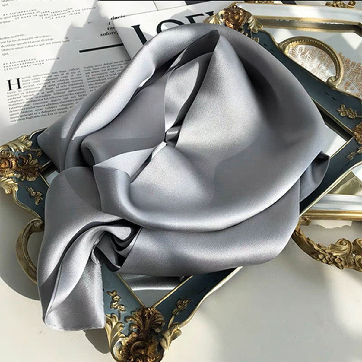 Fashion Women's Monochrome Double-layer Ribbon Scarf