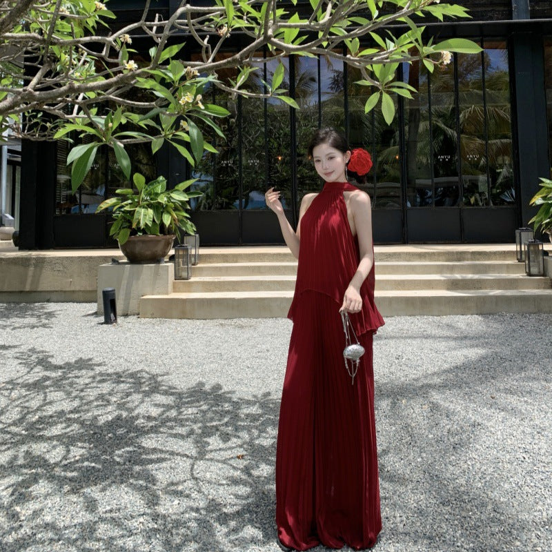 Elegant pink two piece off shoulder set