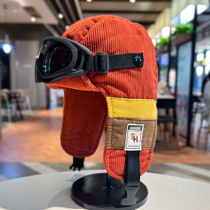 Pilot Hat Corduroy Warm Ear Protection Ushanka