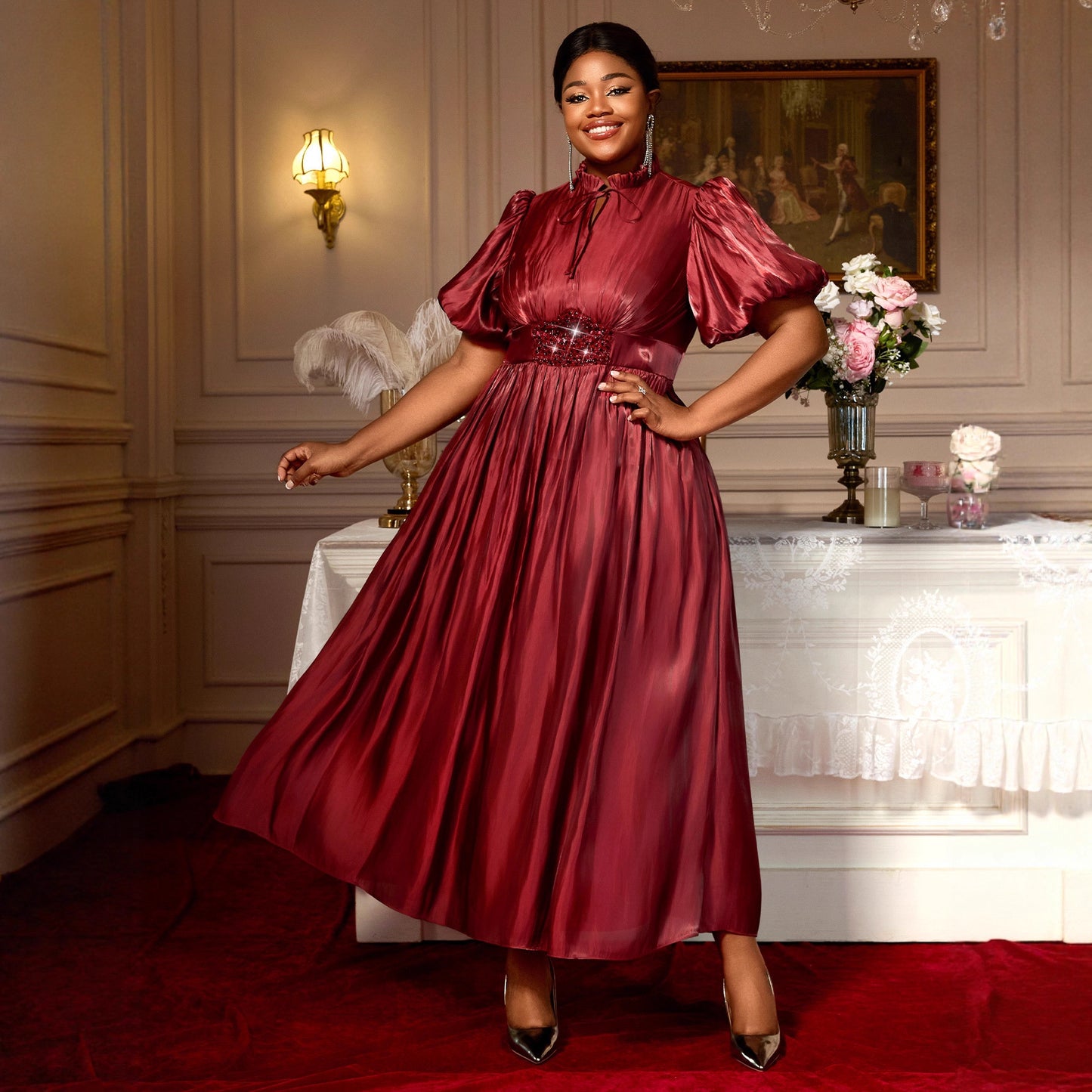 Versatile Lantern Bubble Sleeve Dress