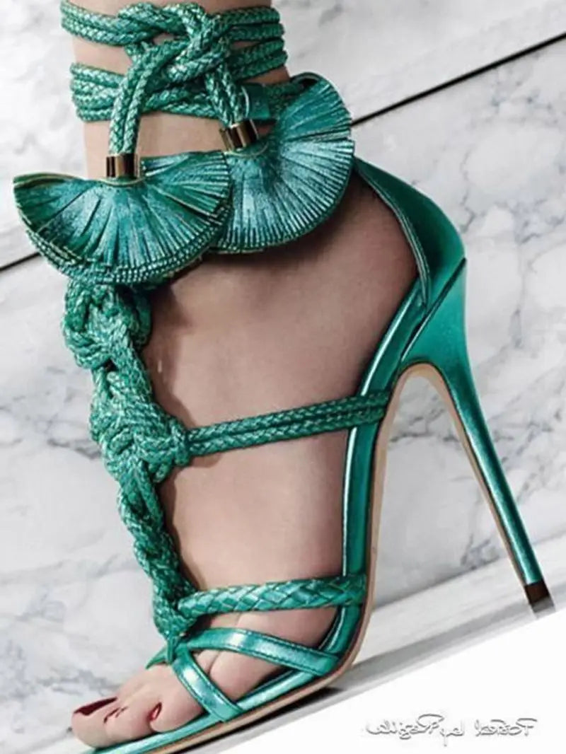 Elegant Braided Strap Heels