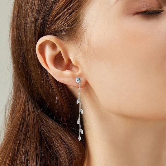 Elegant Moissanite Leaf Earrings