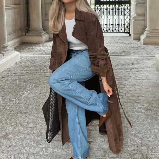 Street Chic Flip Collar Belted Jacket