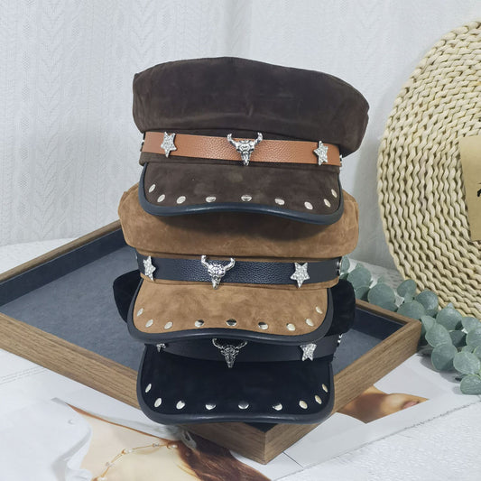 Wide Brim Peaked Cap