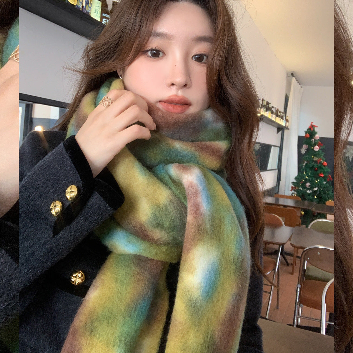 Warm Leisure Contrast Color Maillard Scarf