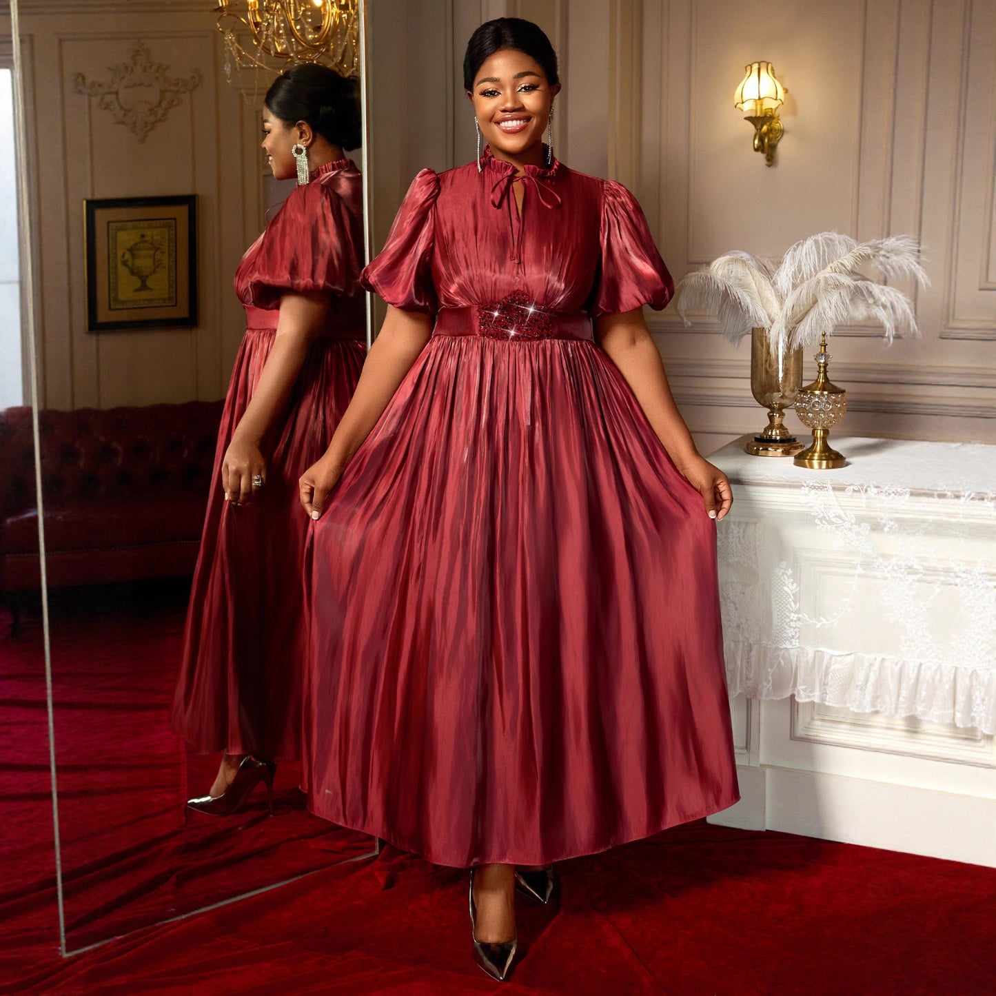 Versatile Lantern Bubble Sleeve Dress