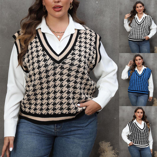 Houndstooth Leisure Vest Top For Women