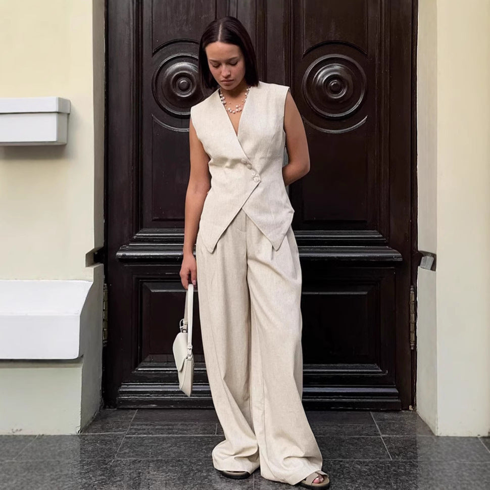 Elegant Wide-Leg Pants Two-Piece