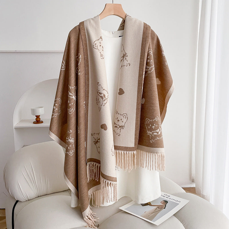 Warm Scarf Fashionable Outerwear Sweet Cute Double-sided Shawl