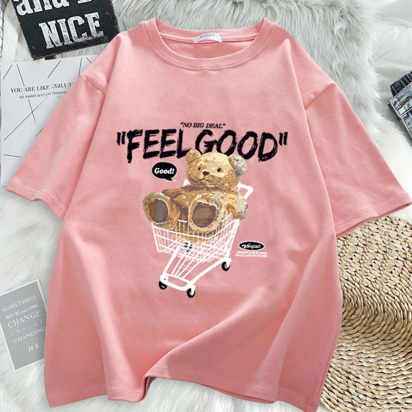 Cartoon Bear Short-sleeved T-shirt Women's Loose Top