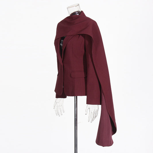 Refined Edge Shawl Waist Cinched Blazer
