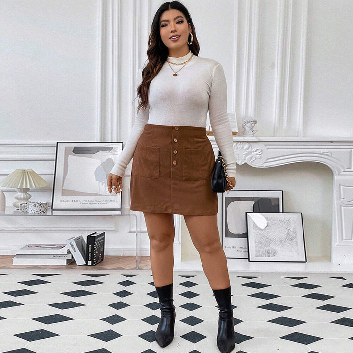 Women's A- Line Skirt With Pockets Corduroy Skirt