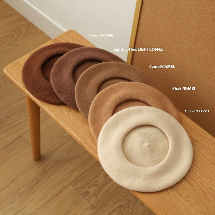 Wool Beret Girls' Japanese Style Artistic Vintage Painter Hat