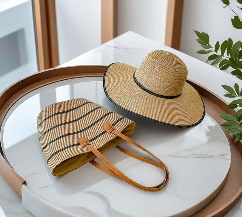 Seaside Vacation Sun Protection Straw Hat Bag Set