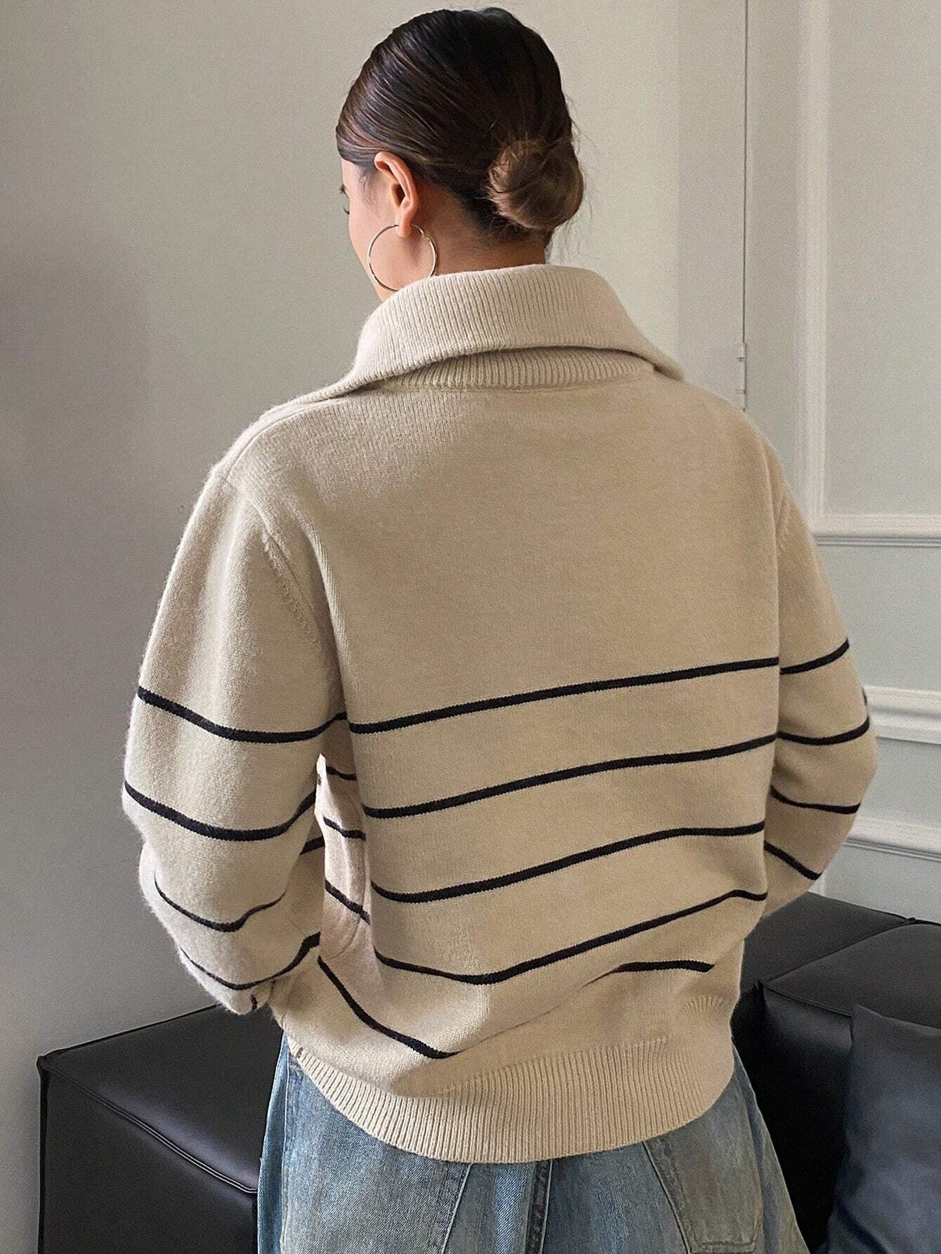 Contrast striped loose Cardigan