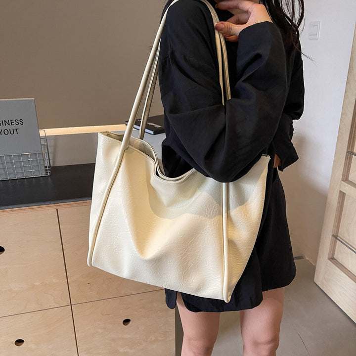 Soft Leather Shoulder Bag Large Capacity Commuter Totes Shopping Travel Bags For Women