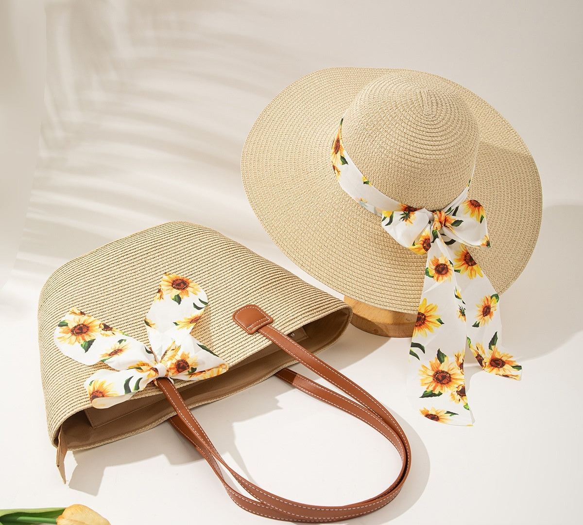 Seaside Vacation Sun Protection Straw Hat Bag Set