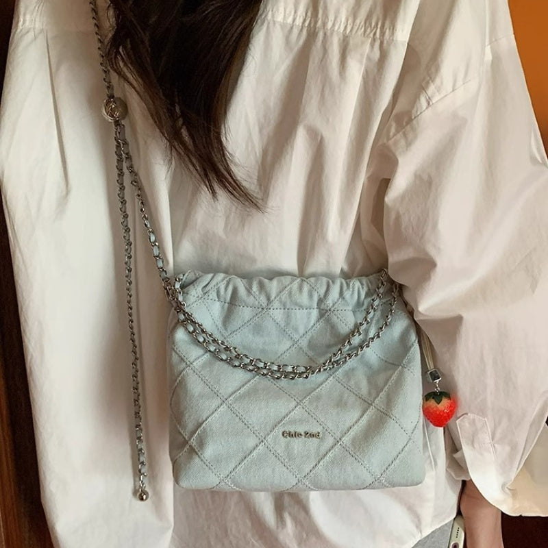 Sea Style Tipsy Light Blue Quilted Chain Bag Crossbody