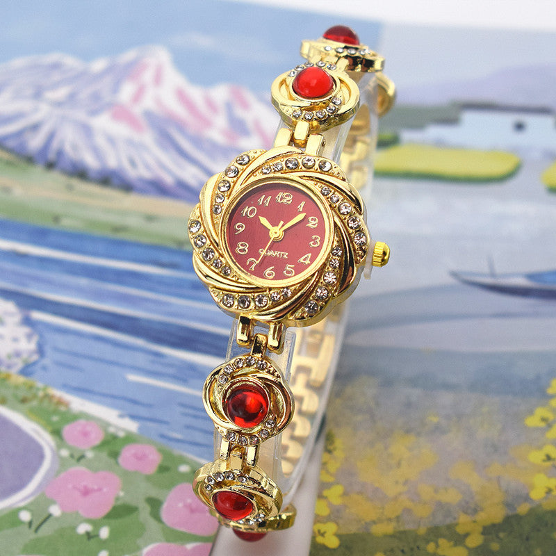 Chalcedony Women's Diamond Light Luxury Minority Bracelet Watch