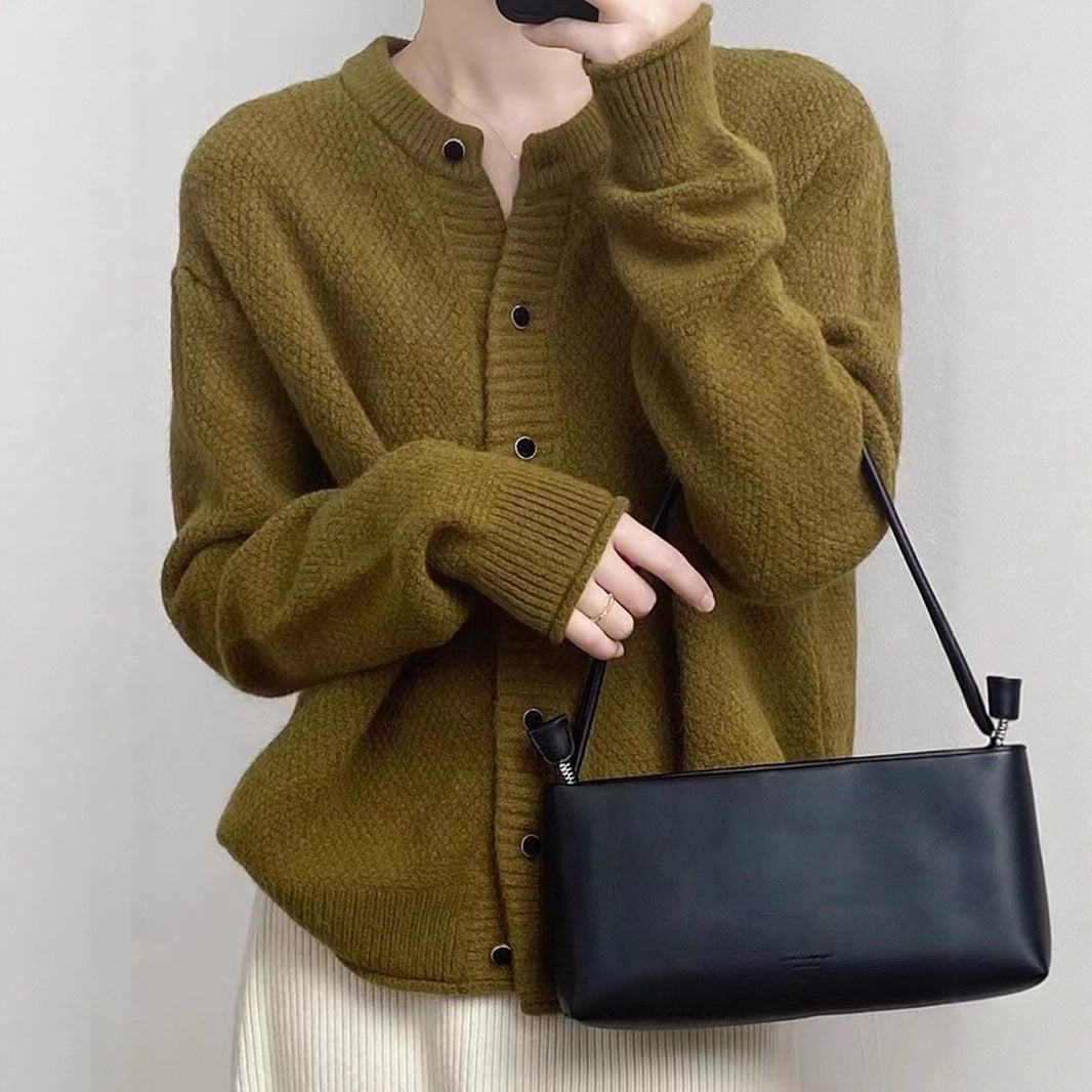 All-matching Short Round Neck Knitted Coat Top