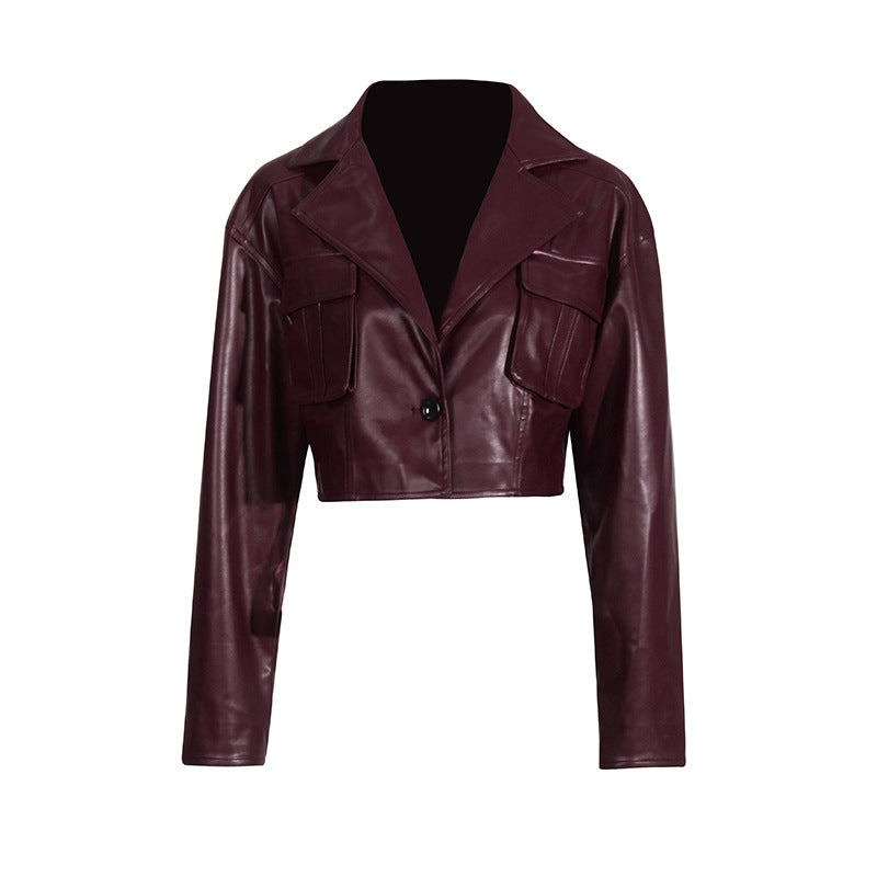 European and American biker-style short outerwear with large lapels