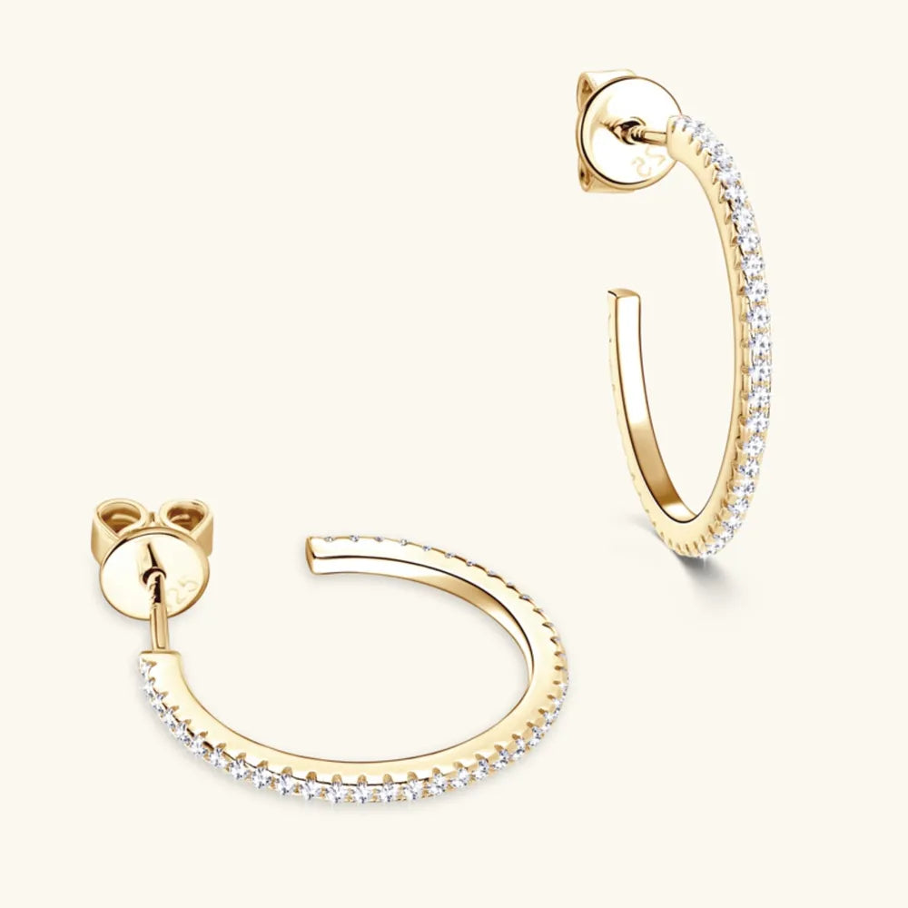 Sterling Silver Moissanite Hoop Earrings