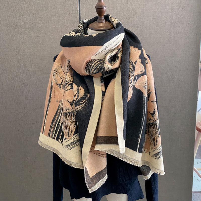 Cape Printing Pattern Tassel Air-conditioned Room Cape Blanket Autumn And Winter