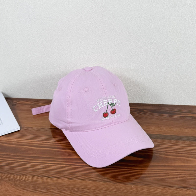 Cute Cartoon Embroidery Cherry Baseball Cap For Women