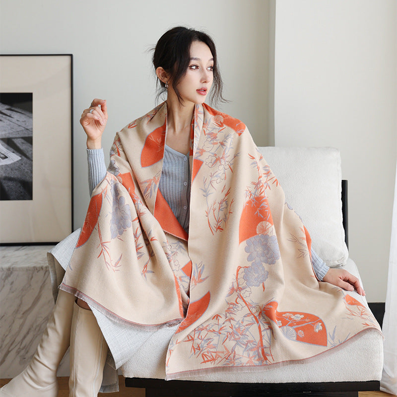 Age-reducing Yellow Cashmere-like Thick Warm Scarf