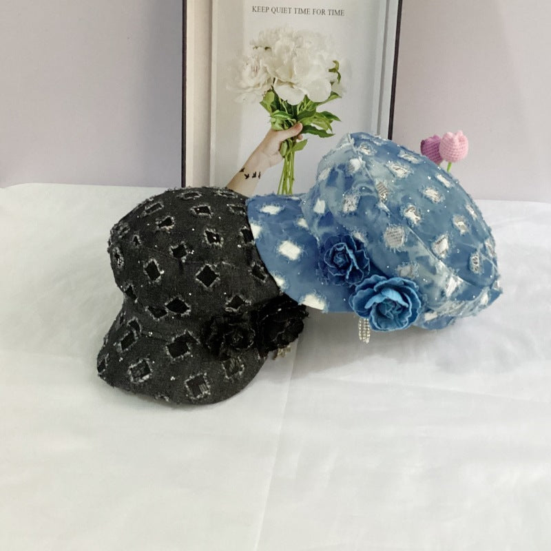 Octagonal Cap Hole Denim Hat