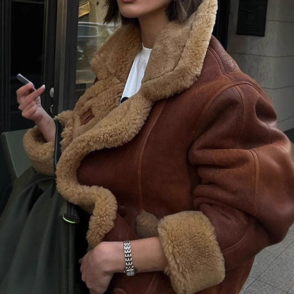 Chic Warmth Loose Fit Lamb Wool Jacket
