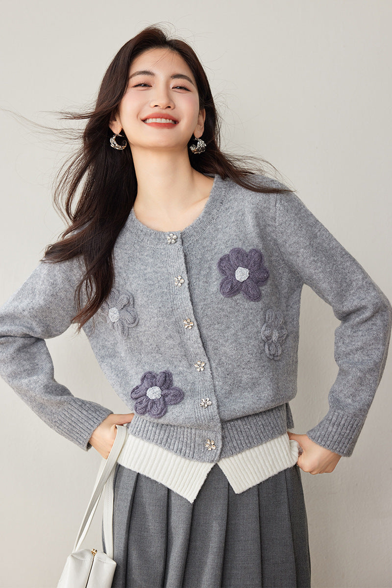 Casual Flower Design Cardigan