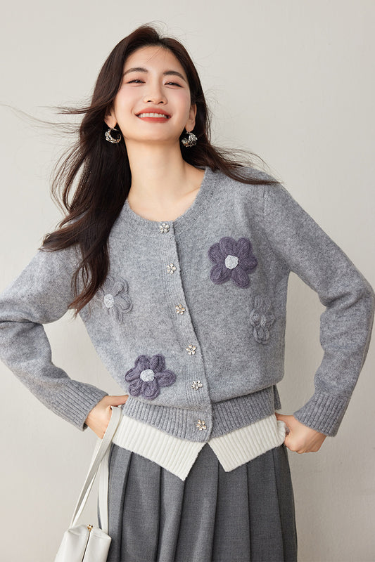 Casual Flower Design Cardigan