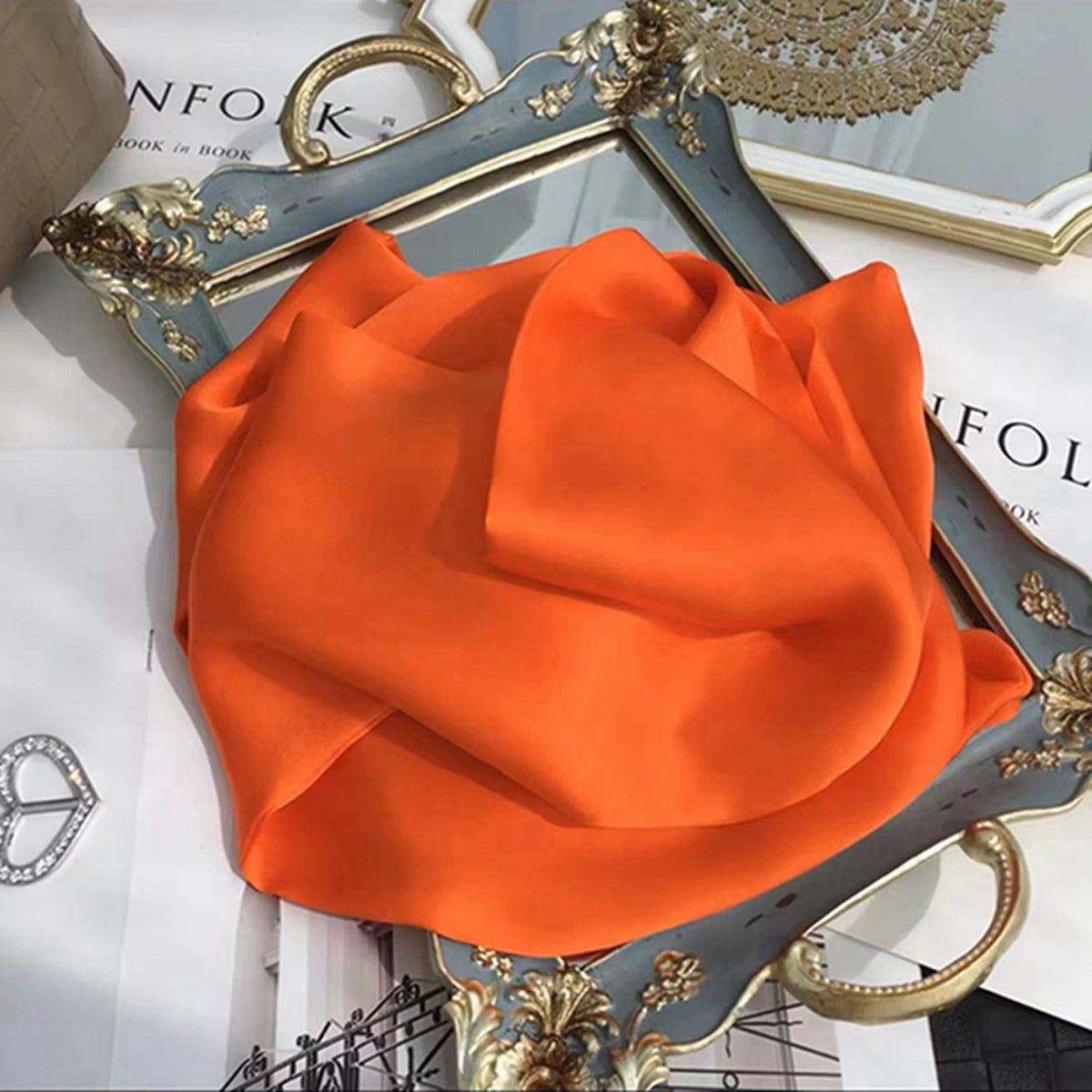 Fashion Women's Monochrome Double-layer Ribbon Scarf