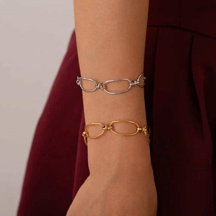 Gold & Silver Titanium Steel Chain Bracelet