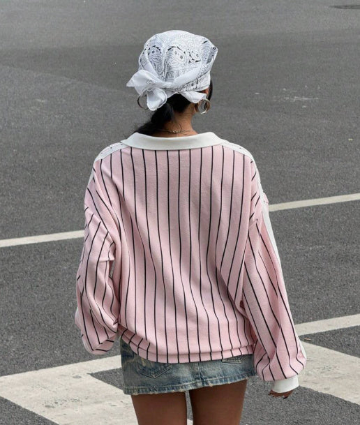 Women's  Striped Letter & Numeral Print Active T-Shirt