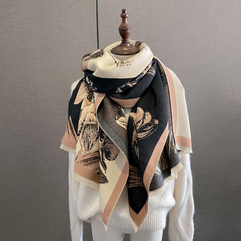 Cape Printing Pattern Tassel Air-conditioned Room Cape Blanket Autumn And Winter