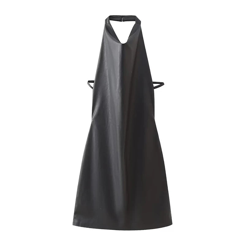 Chic Fake Leather Mini Dress