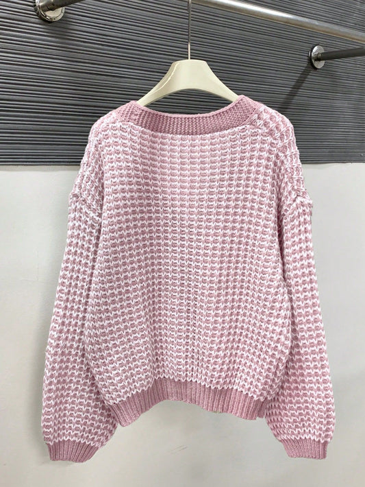 Snow Pattern Single-breasted Loose Sweet Cardigan