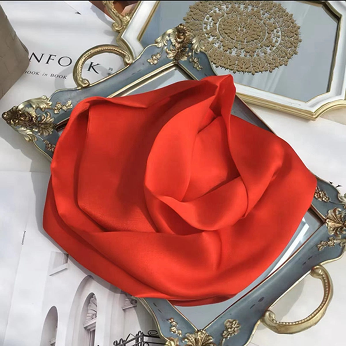 Fashion Women's Monochrome Double-layer Ribbon Scarf