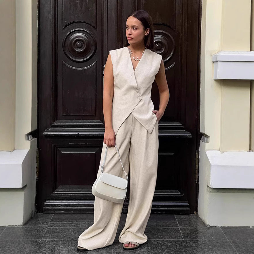 Elegant Wide-Leg Pants Two-Piece