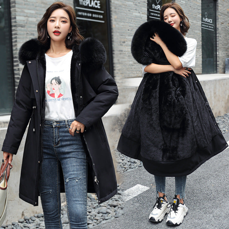 Medium Long Length Big Fake Fur Collar Jacket