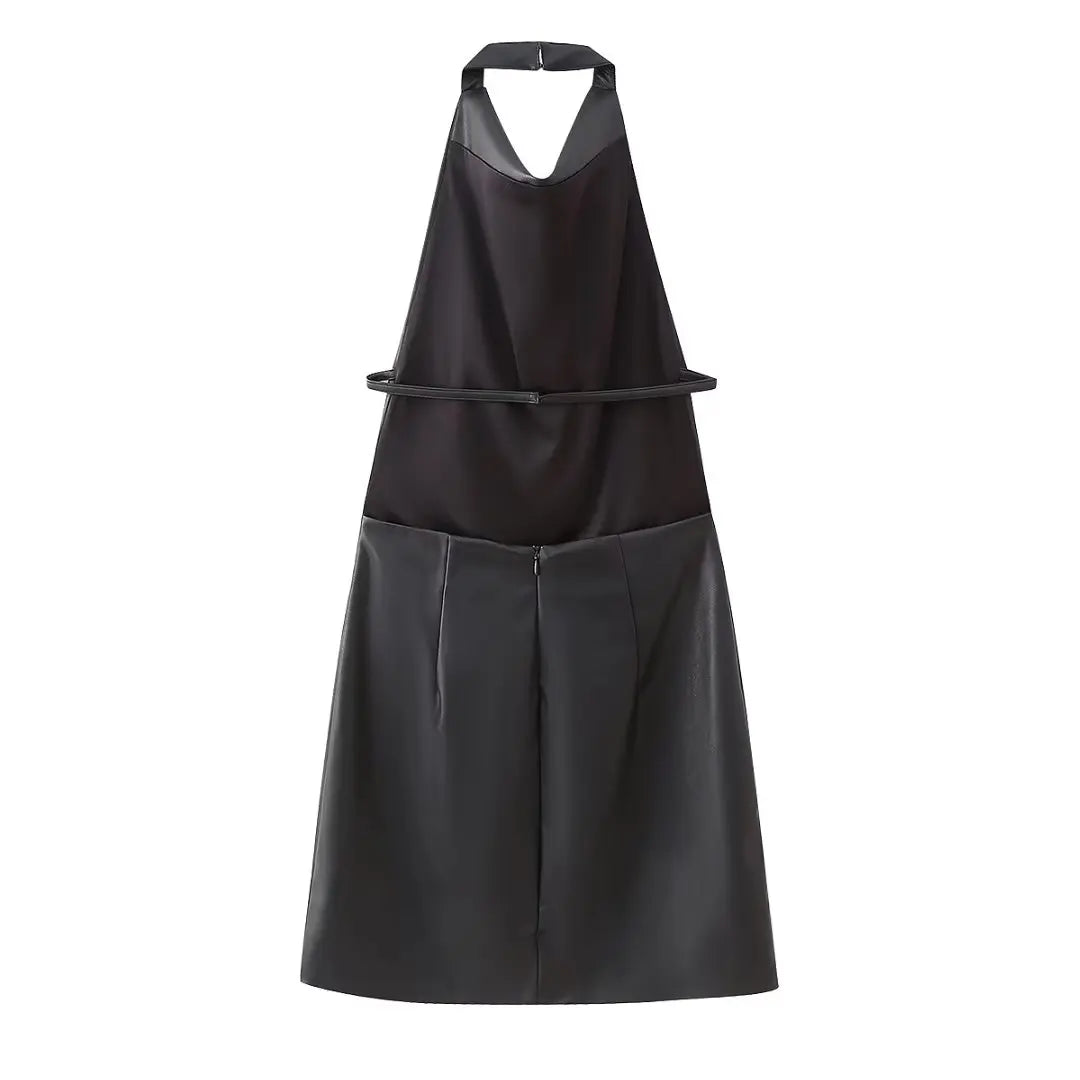 Chic Fake Leather Mini Dress