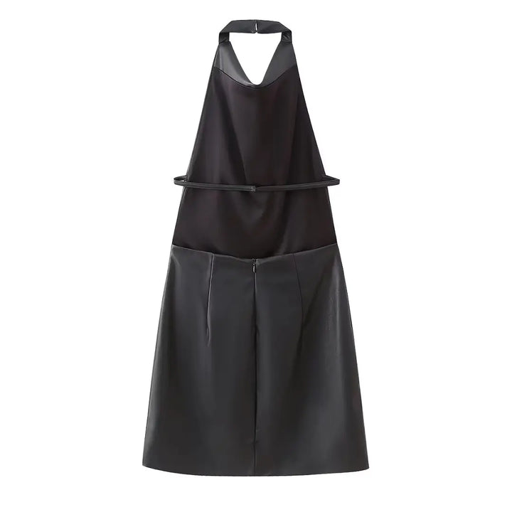 Chic Fake Leather Mini Dress