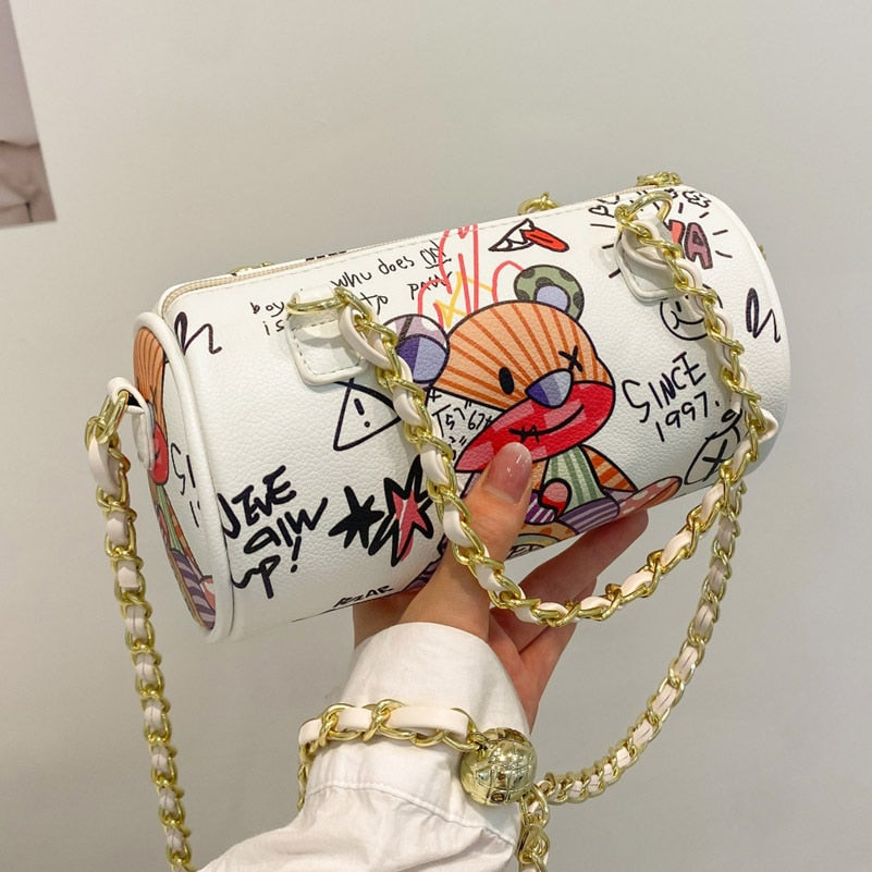 Chic Cartoon Graffiti Crossbody Bag