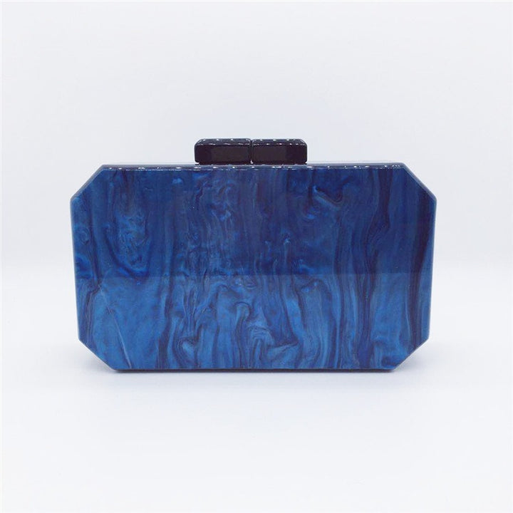 New Product Women's Dark Blue Acrylic Handbag Fashion Star Moon Octagon Dinner Bag Wedding Party Dress Bag