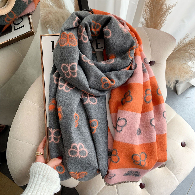 Double-sided Artificial Cashmere Scarf Thickened