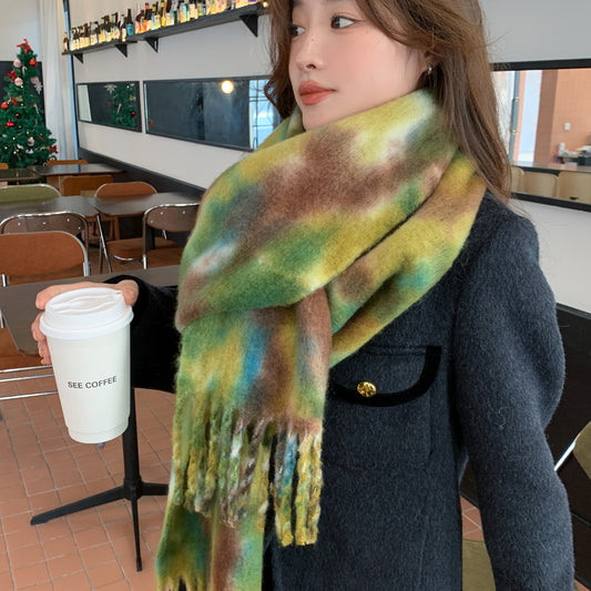 Warm Leisure Contrast Color Maillard Scarf