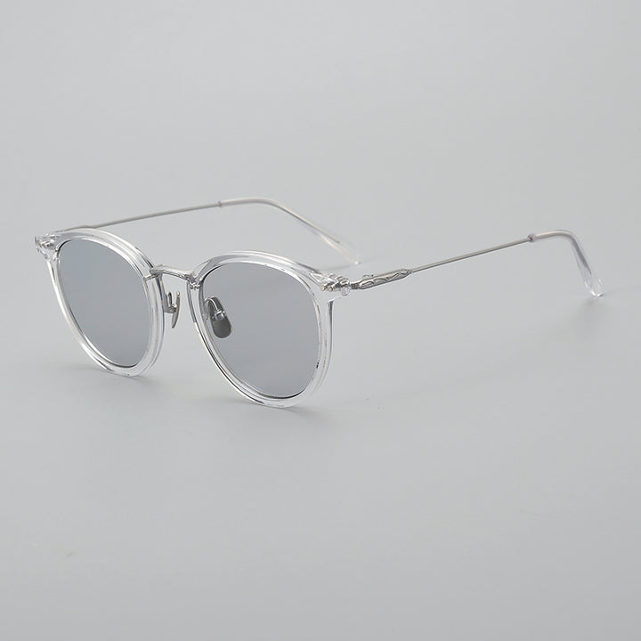 Transparent Japanese Handmade Medium Gold Pure Titanium Polarized Sunglasses