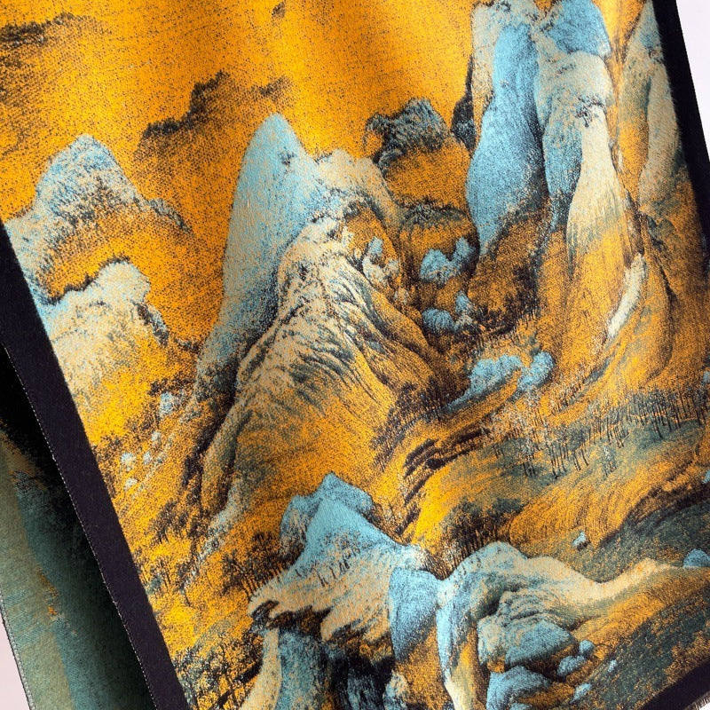A Panorama Of Rivers And Mountains Warm All-matching Shawl Fashion Antique Scarf